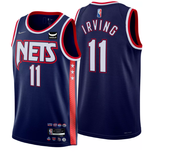 Men's Brooklyn Nets #11 Kyrie Irving 2021/22 Navy City Edition Stitched Jersey